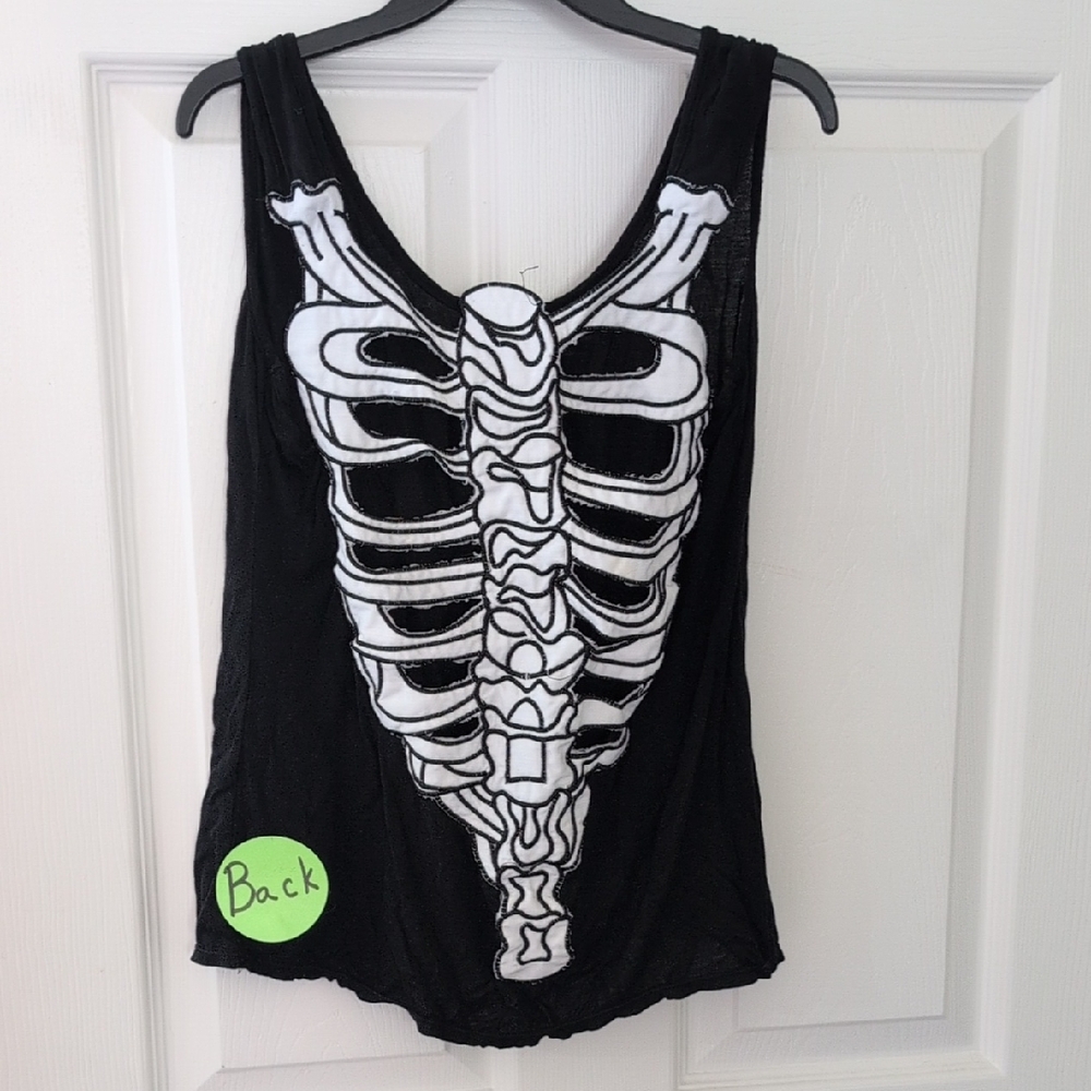Black Skeleton Cut-out Design Women's Tank Top